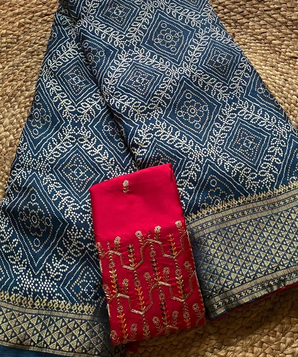 Blue Bandhani Saree for Women