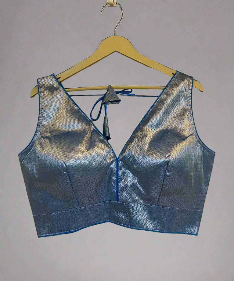 Sky-Blue Colored Self-Printed Blouse