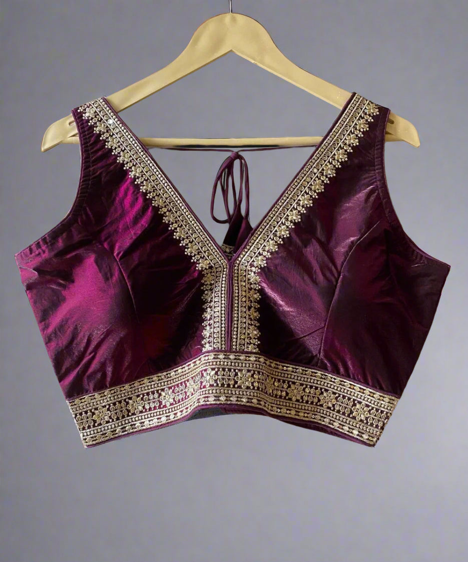 Purple Colored Embroidered Blouse