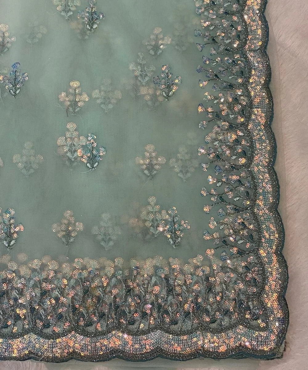 Blue Bloom Net Saree