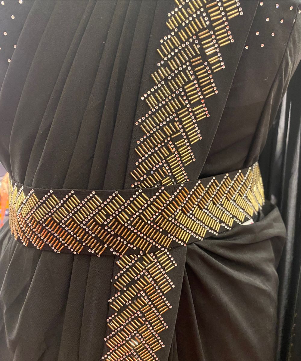 Bold Black One Minute Saree