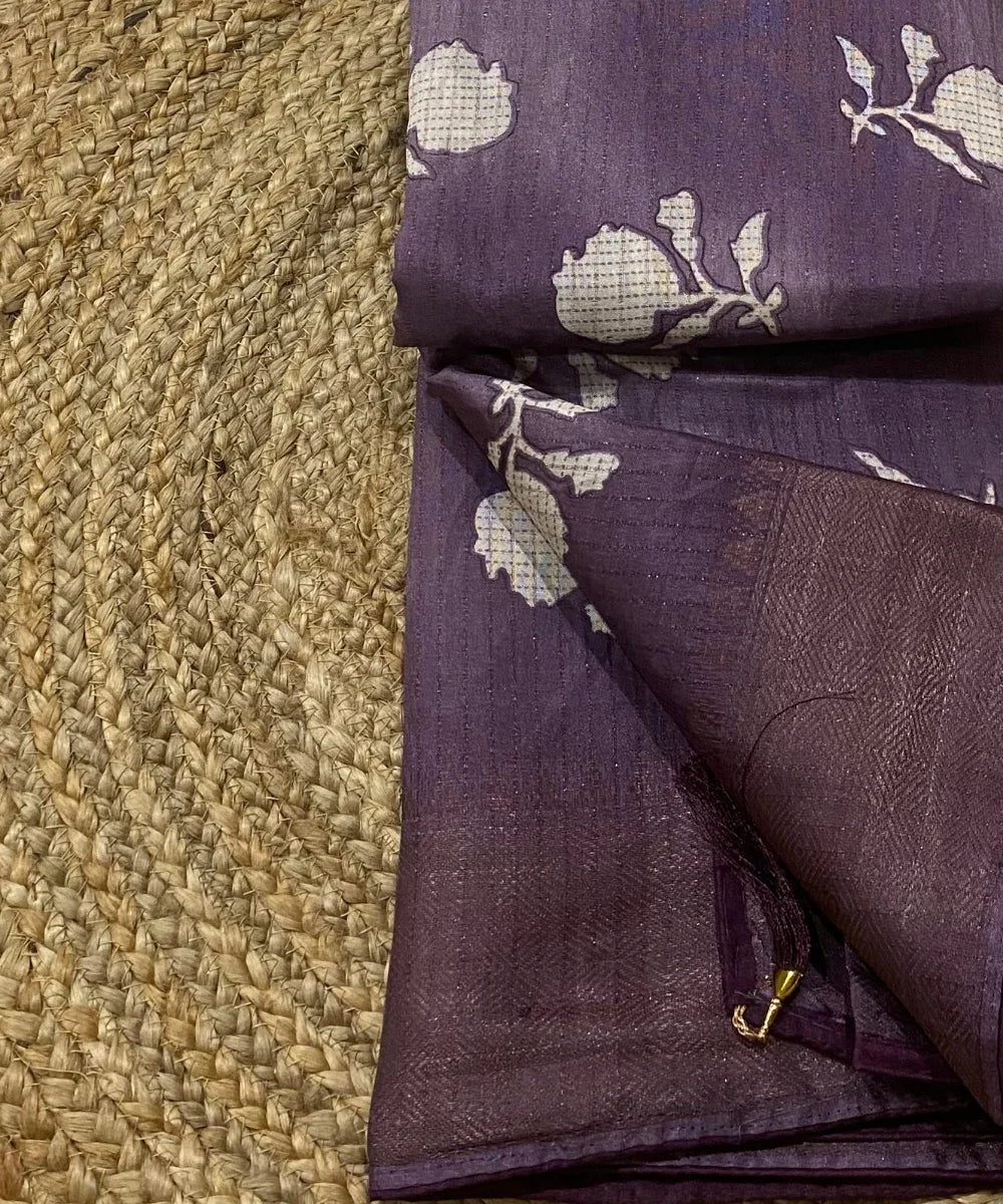 Purple Colored Floral Print Saree