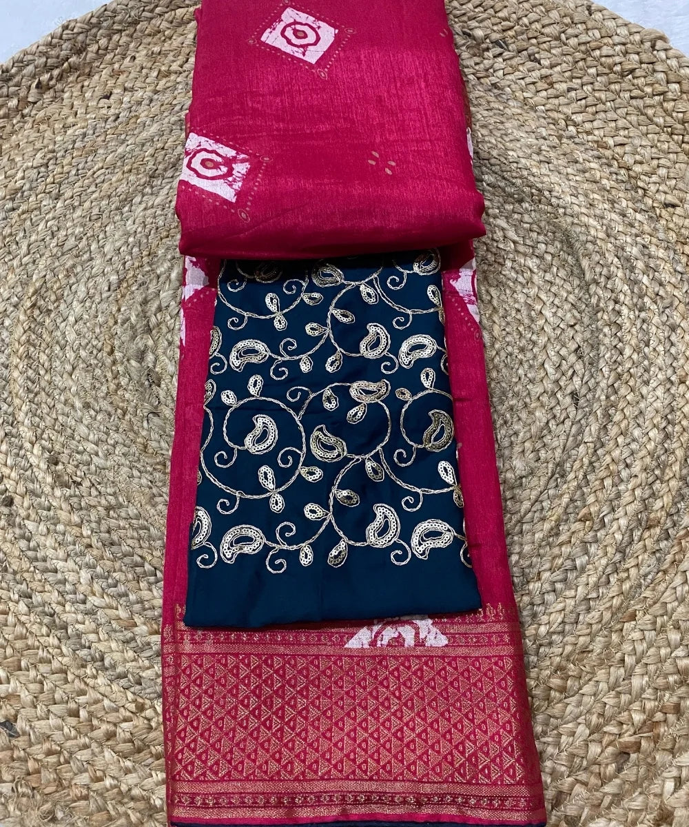 Pink Bhandej Saree for Karwa Chauth