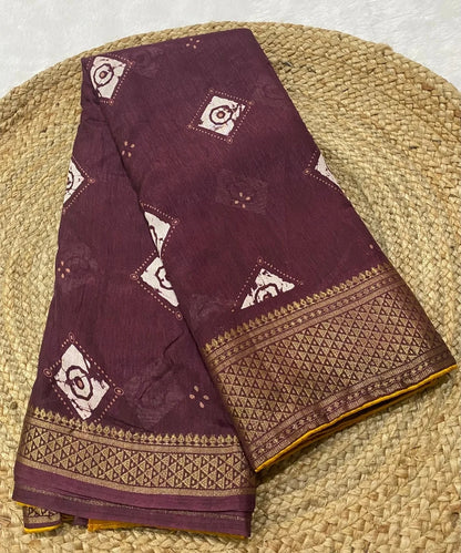 Timeless Wine Colored Bandhej Saree