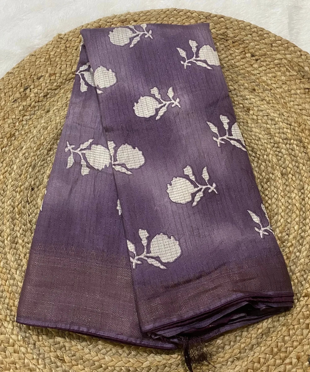 Purple Colored Floral Print Saree