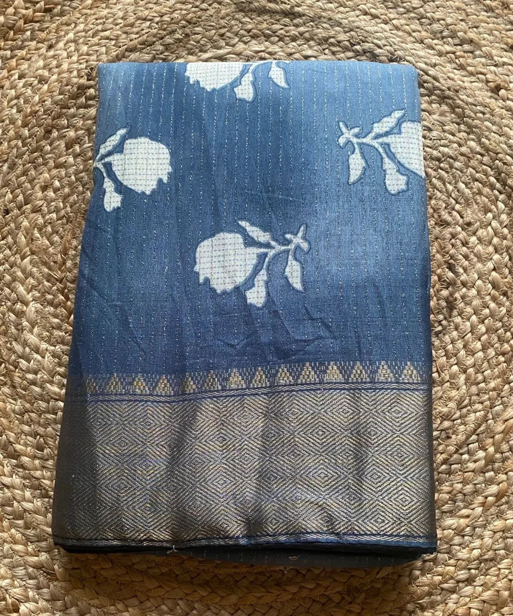 Blushing Blue Floral Saree