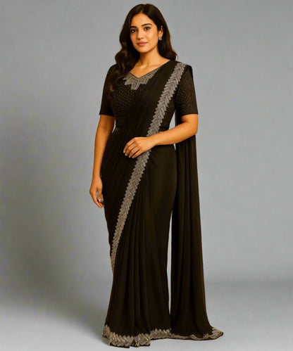 Bold Black One Minute Saree