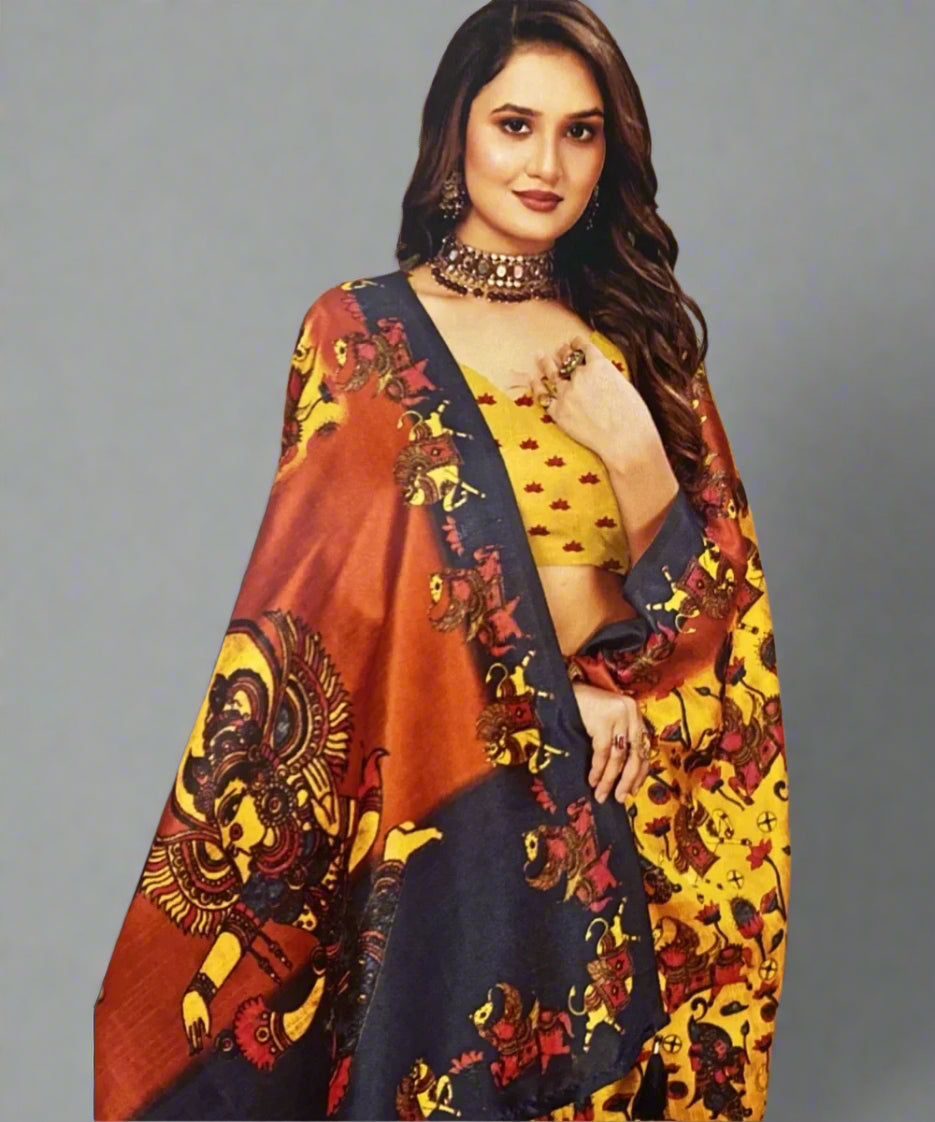 Yellow Printed Saree for Party & Formal Events