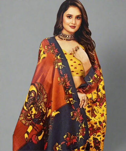 Yellow Printed Saree for Party & Formal Events