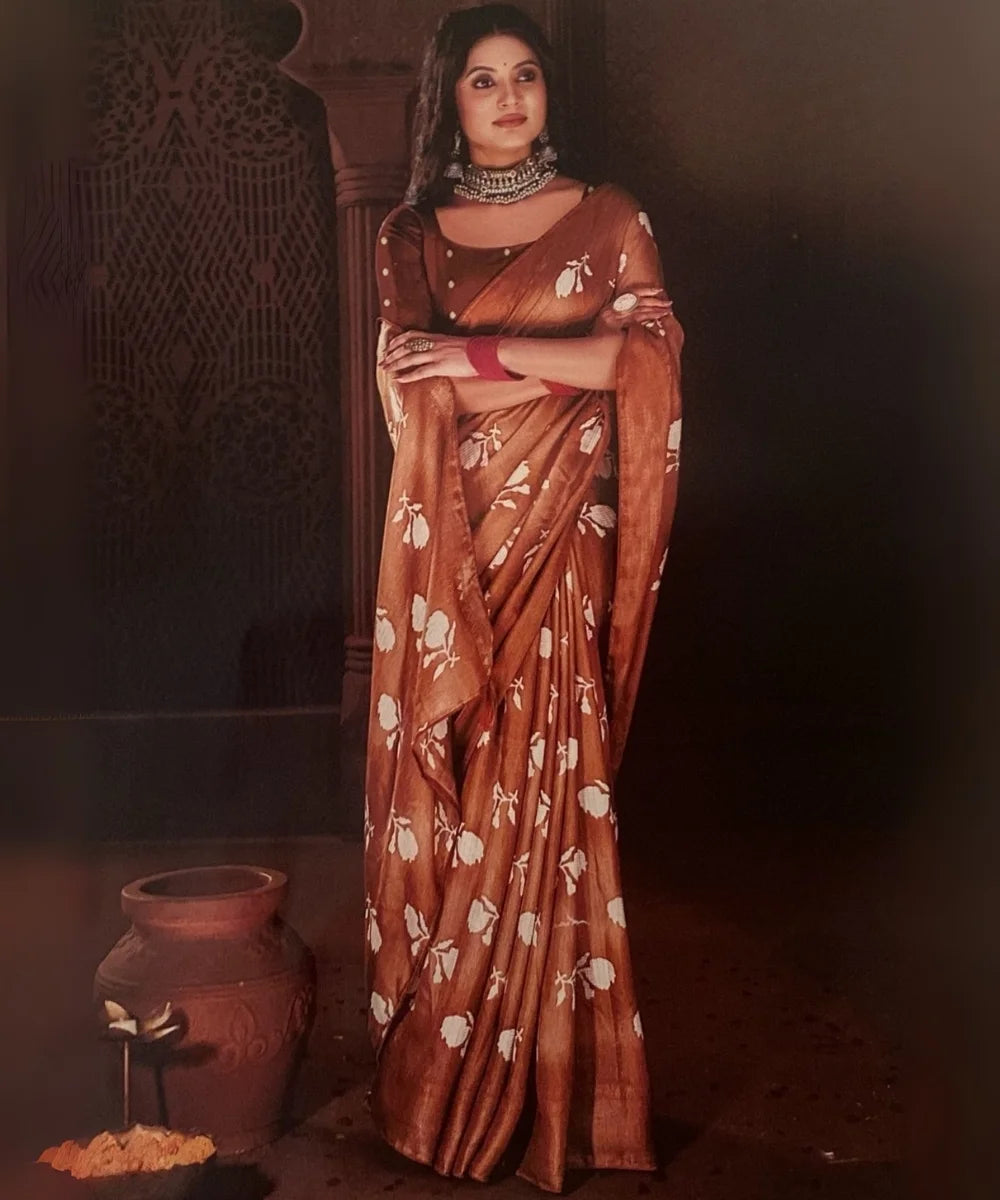 Floral Zari Border Saree