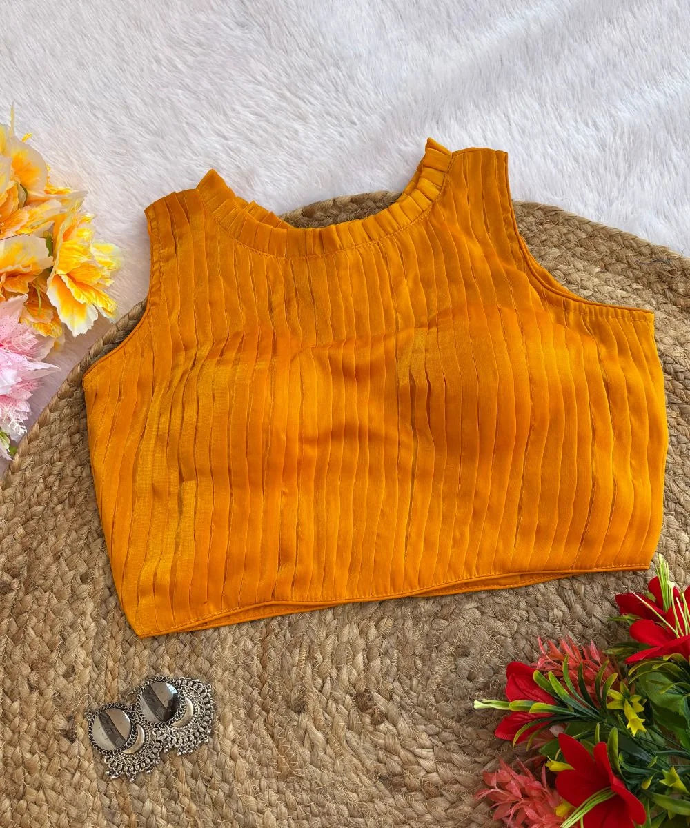 Yellow Colored Self-Designed Blouse