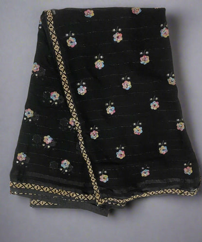 Black Chiffon Saree for Cocktail Party
