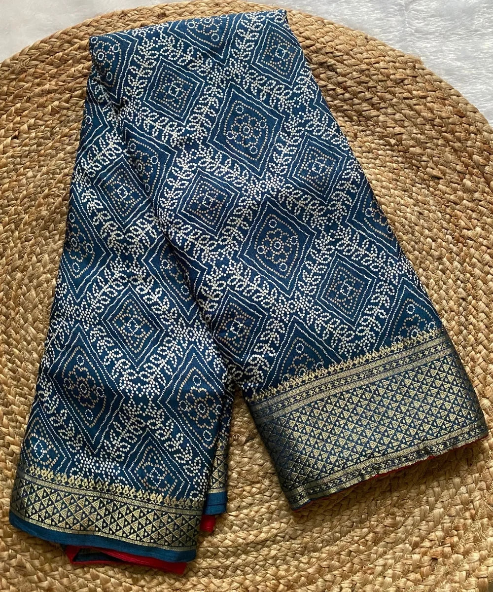 Blue Bandhani Saree for Women