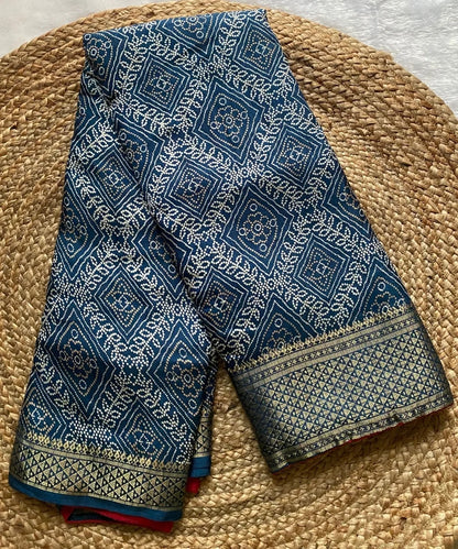 Blue Bandhani Saree for Women