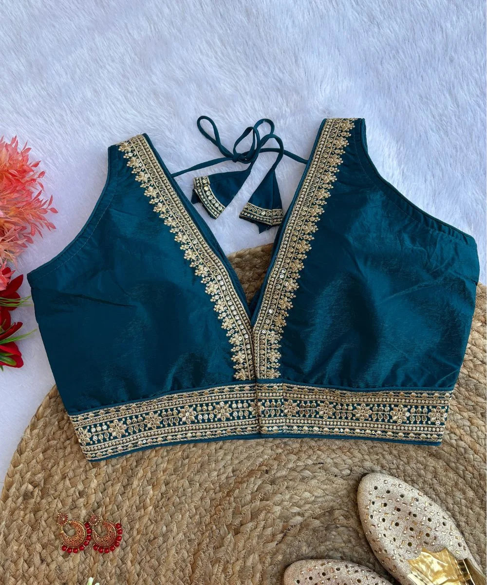 Turquoise Embroidered Blouse