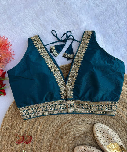 Turquoise Embroidered Blouse