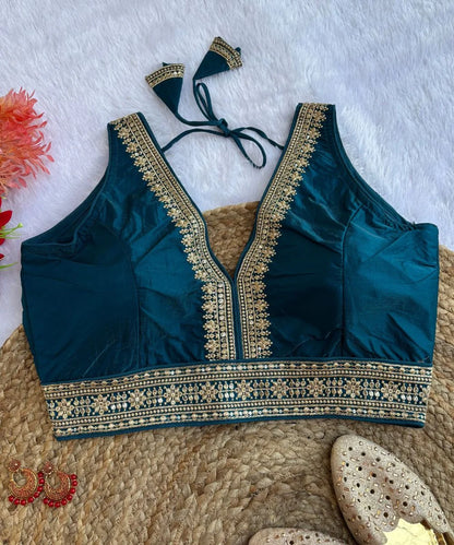 Turquoise Embroidered Blouse