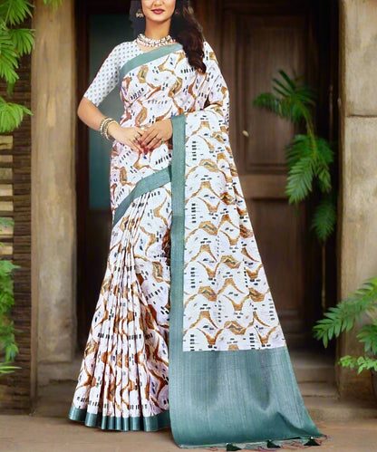 Stylish Printed Saree with Border for Office & Parties