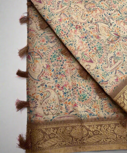 Beige Colored Formal Saree