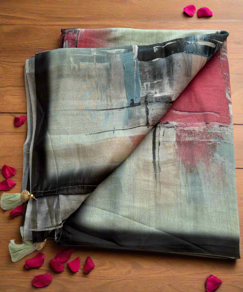 New Abstract Print Saree