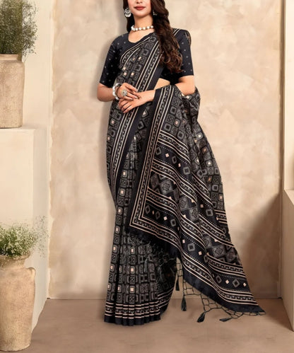 Elegant Black Silk Blended Saree