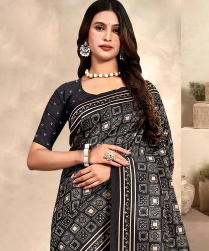 Elegant Black Silk Blended Saree