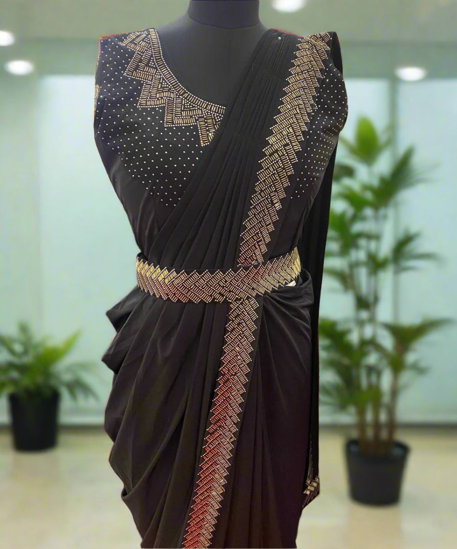 Bold Black One Minute Saree