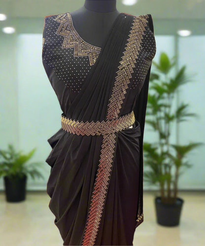 Bold Black One Minute Saree