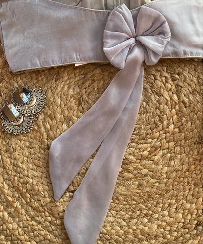 Grey Ruffled Party Wear Blouse