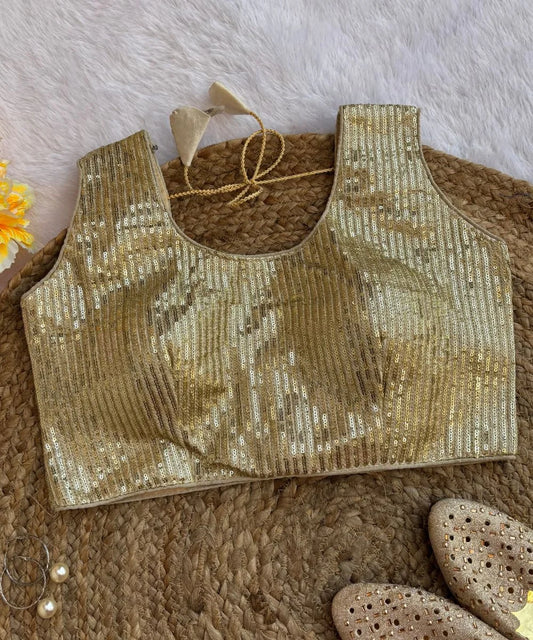 Golden Sequin Blouse for Party