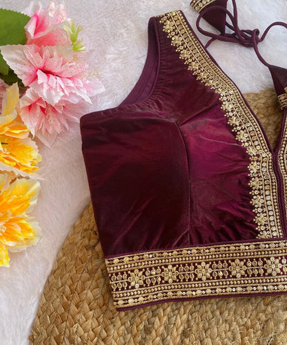 Purple Colored Embroidered Blouse