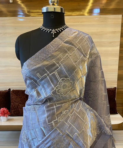 Grey Organza Saree