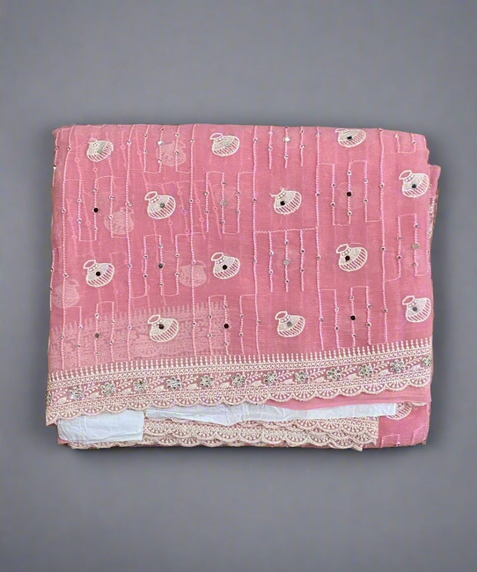 Blush Pink Chiffon Saree