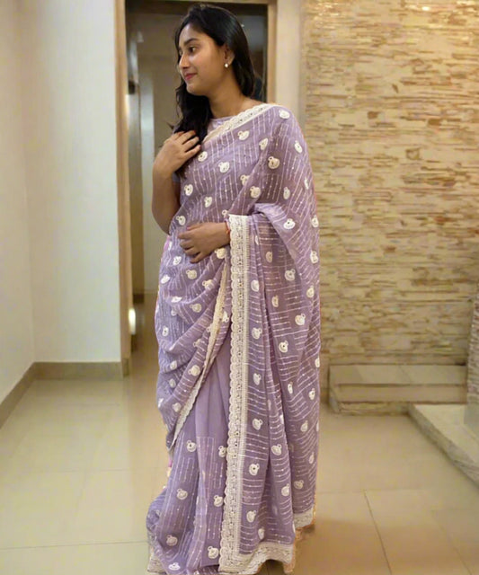 Lavender Chiffon Saree