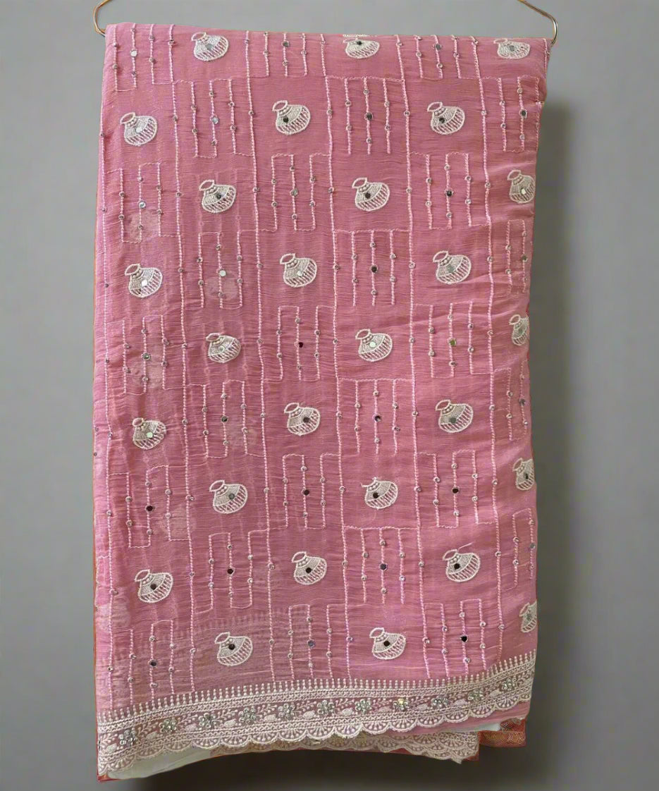 Blush Pink Chiffon Saree