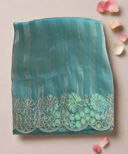 Sea Blue Floral Saree