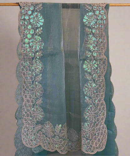 Sea Blue Floral Saree