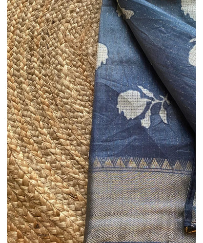 Blushing Blue Floral Saree