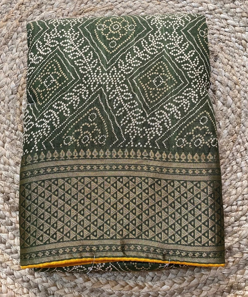 Green Bandhani Saree with Blouse
