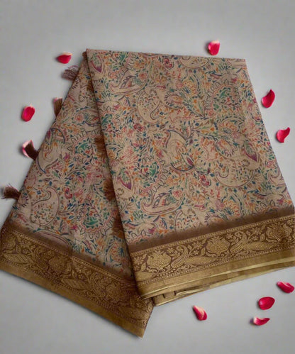 Beige Colored Formal Saree