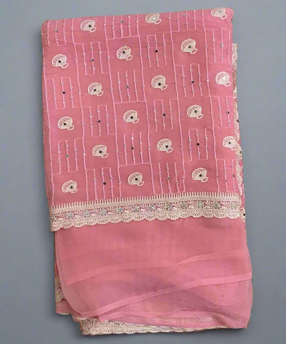 Blush Pink Chiffon Saree