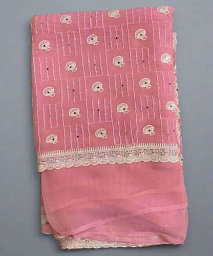 Blush Pink Chiffon Saree