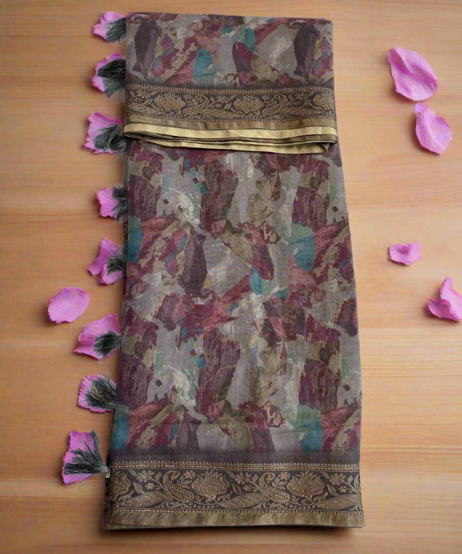 Silk Blend Printed Saree
