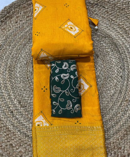 Elegant Yellow Bandhej Saree