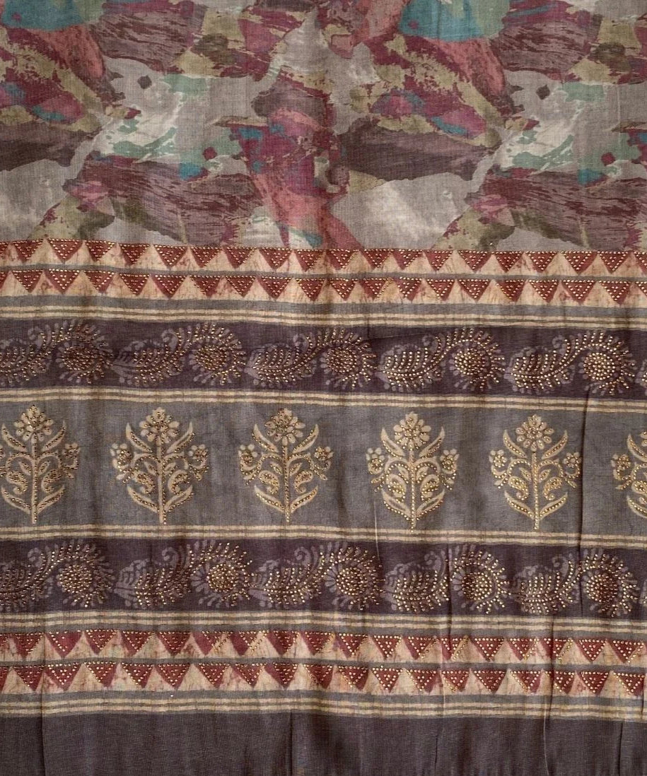 Silk Blend Printed Saree