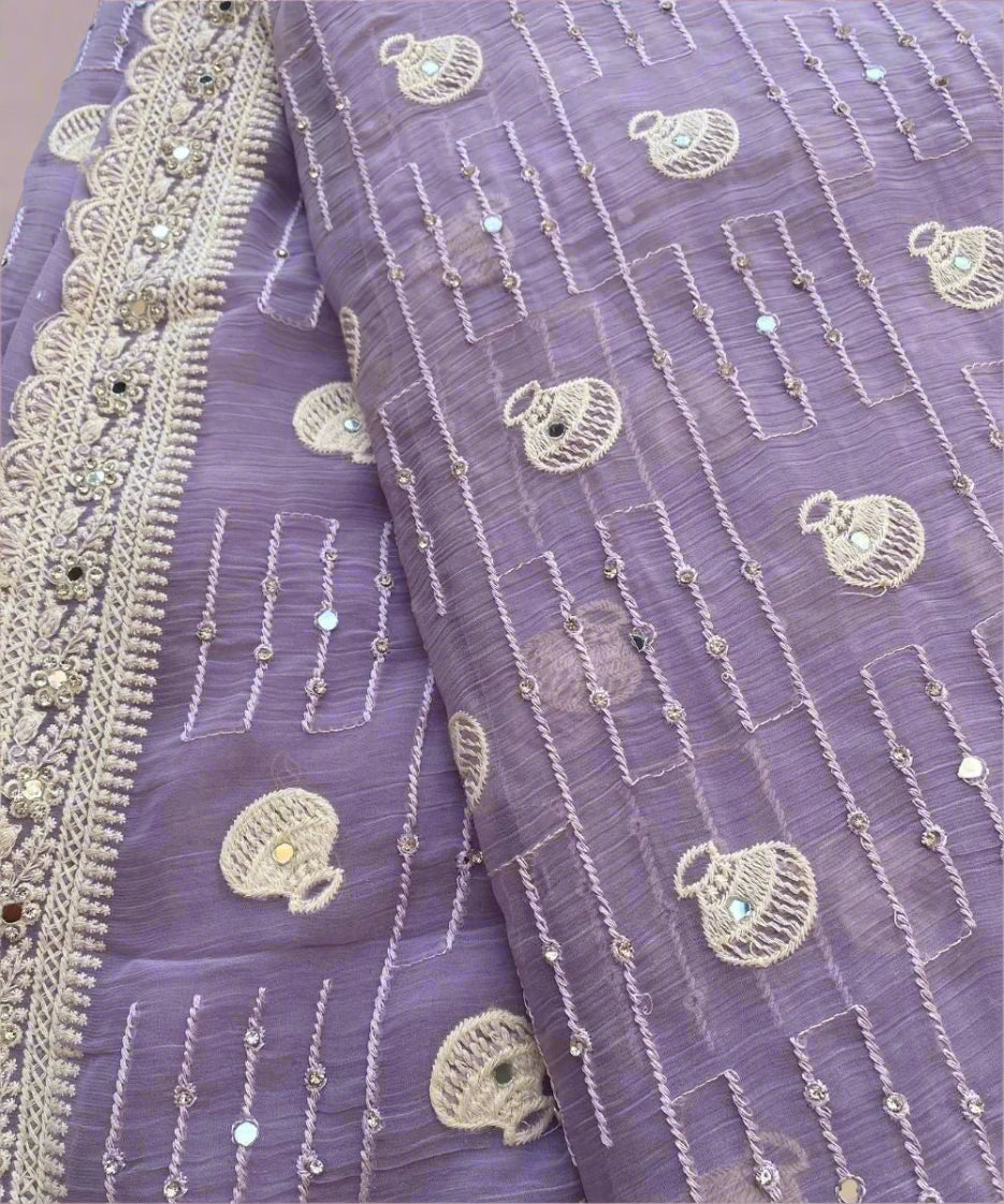 Lavender Chiffon Saree