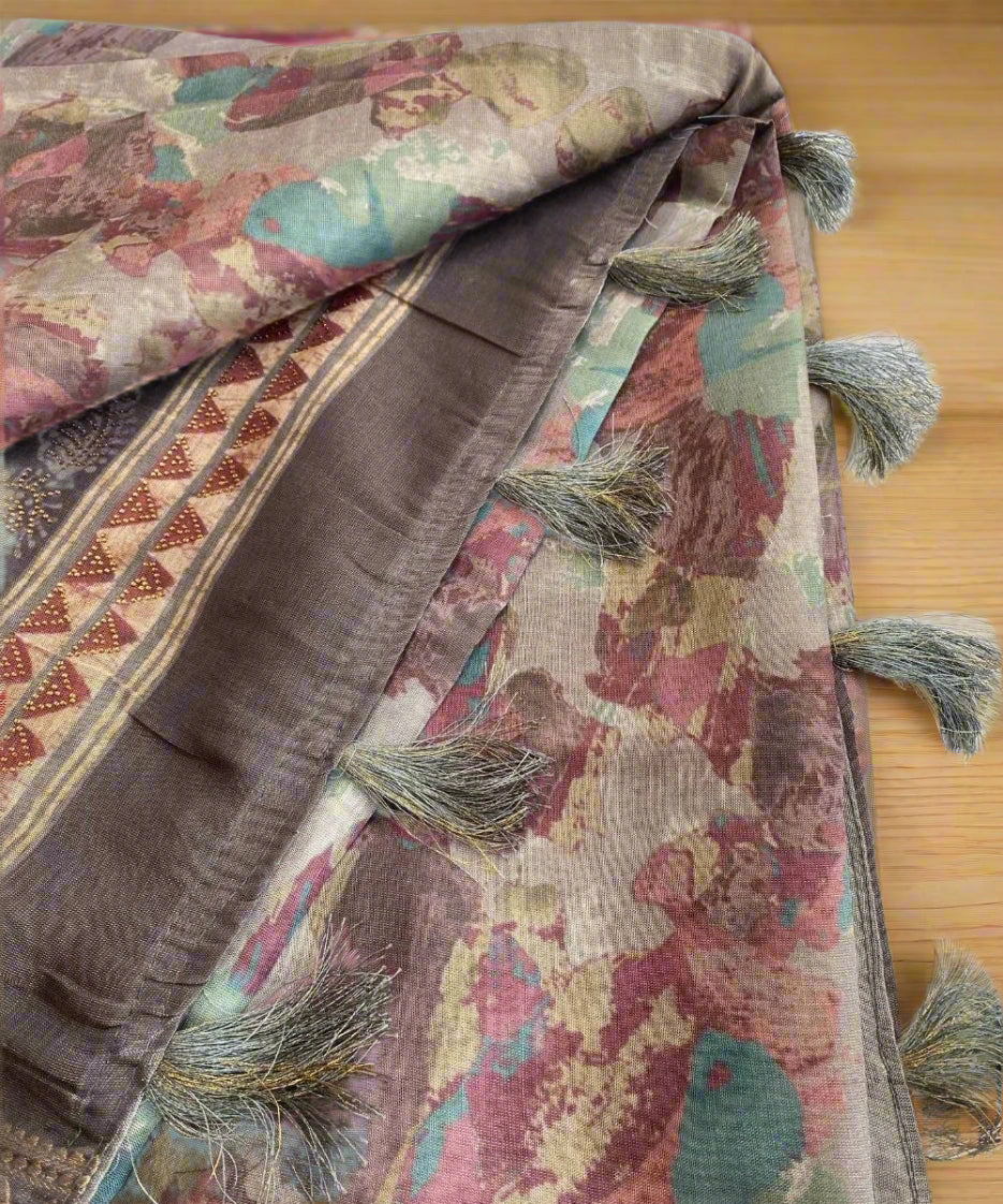 Silk Blend Printed Saree