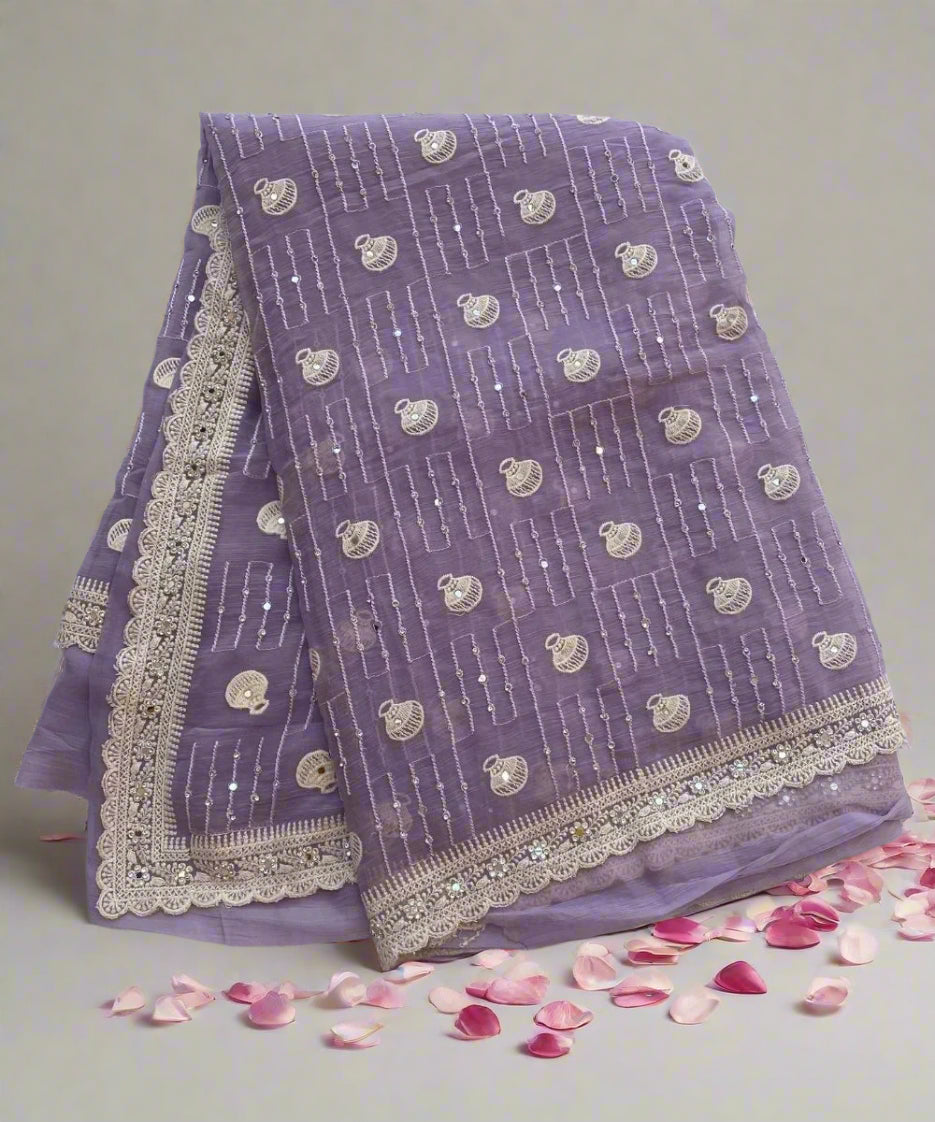 Lavender Chiffon Saree