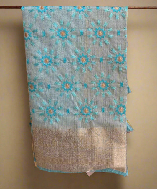 Sea Blue Colored Saree