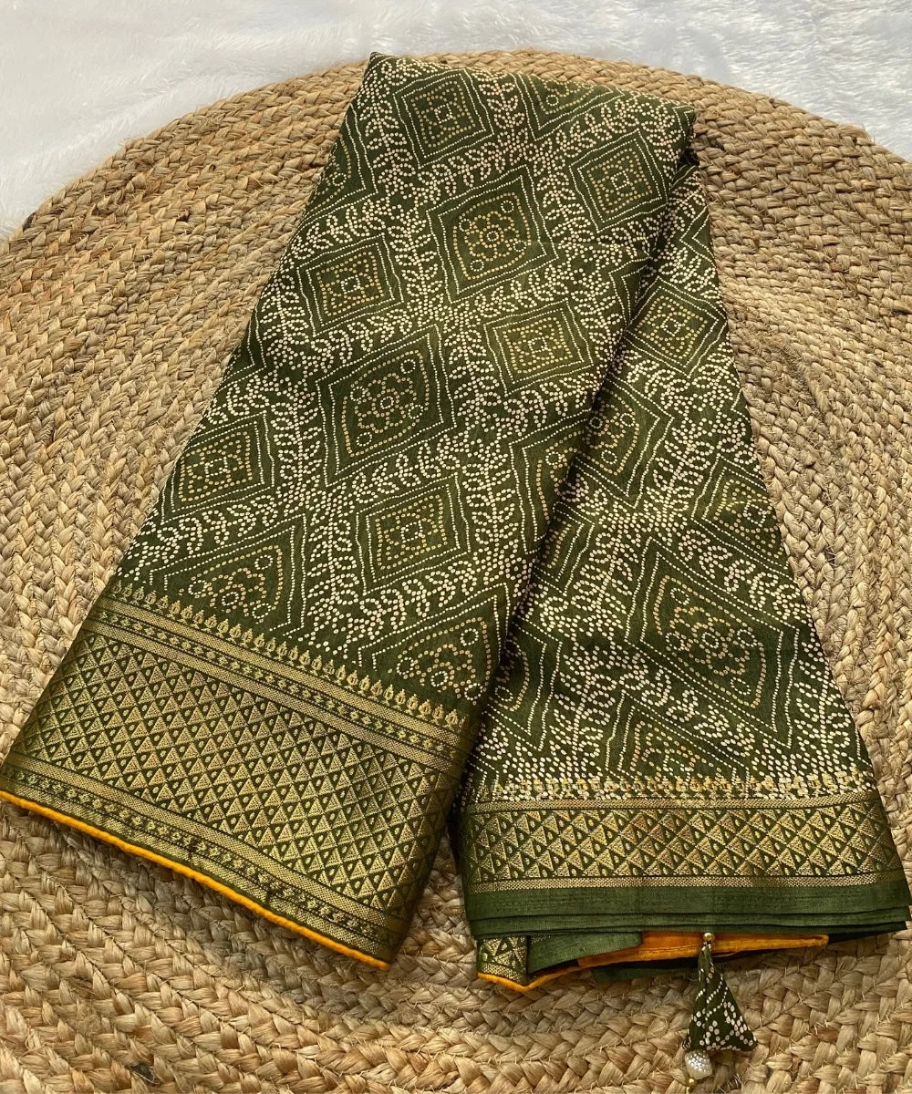 Green Bandhani Saree with Blouse